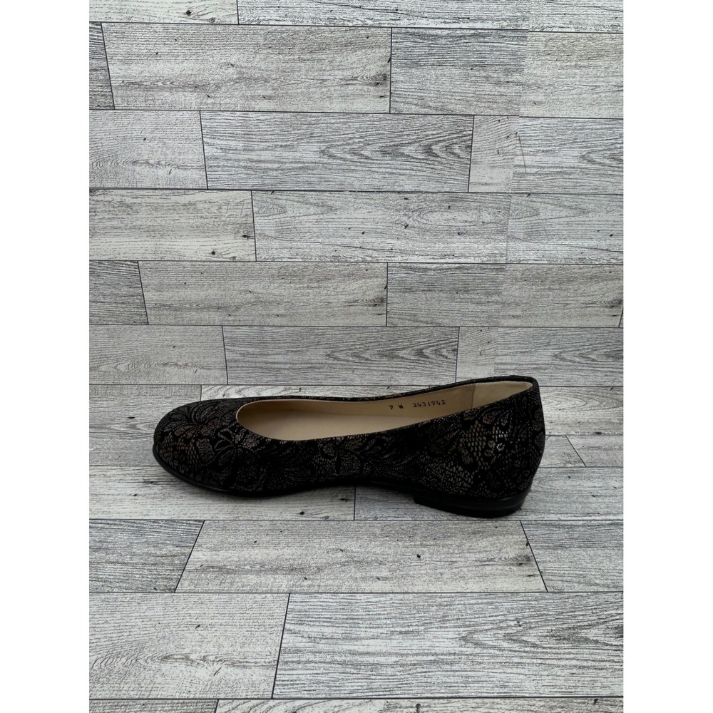 SAS Scenic Women Sz 9 W Black Bronze Lace Leather Ballet Flats Made in USA - Picture 6 of 13